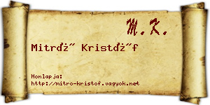 Mitró Kristóf névjegykártya